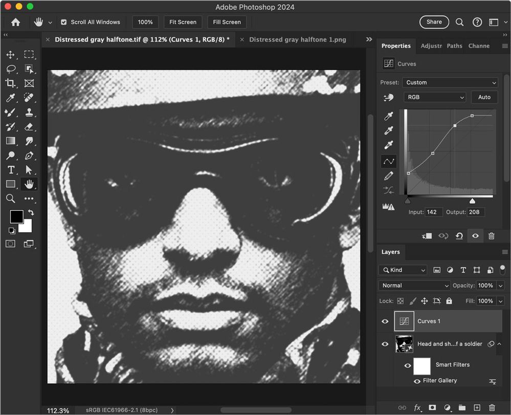 3. Customizing contrast with a Curves adjustment layer.