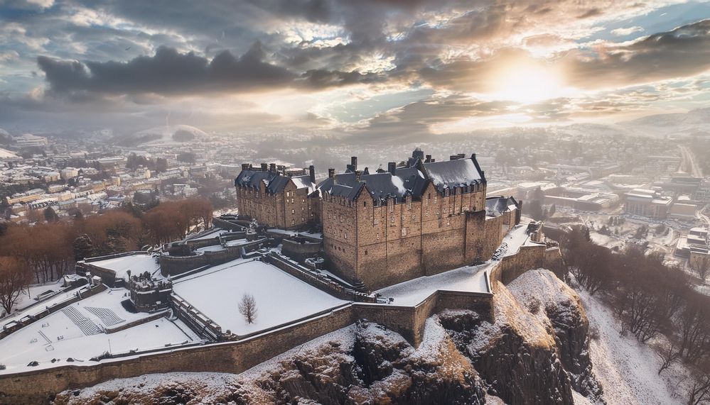 Firefly A beautiful aerial view of edinburgh castle in scotland winter with dramatic clouds 63719.jpg