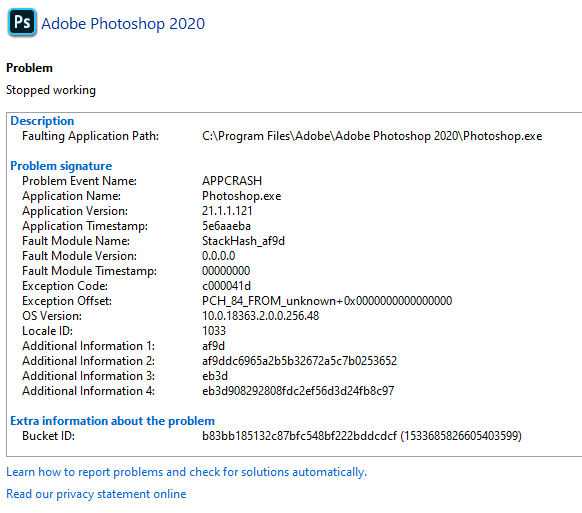 photoshop crashing whenever i create a