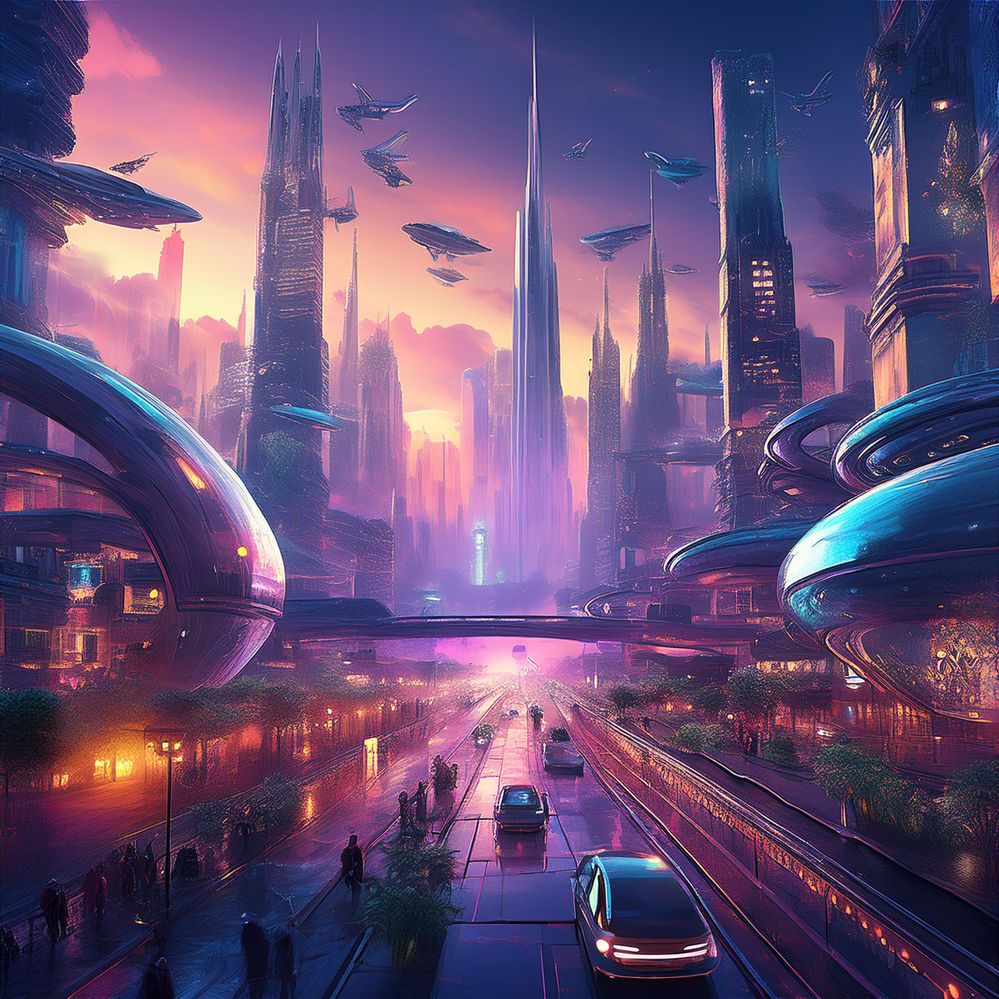 Firefly -Create a futuristic cityscape set in the year 2150, with towering skyscrapers made of glass.jpg