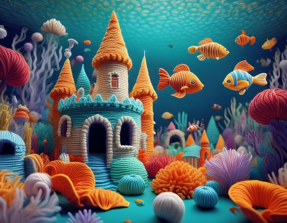 Firefly underwater fantasy world with castles, jellyfish, nemo fish, colorful corals. 54074.jpg