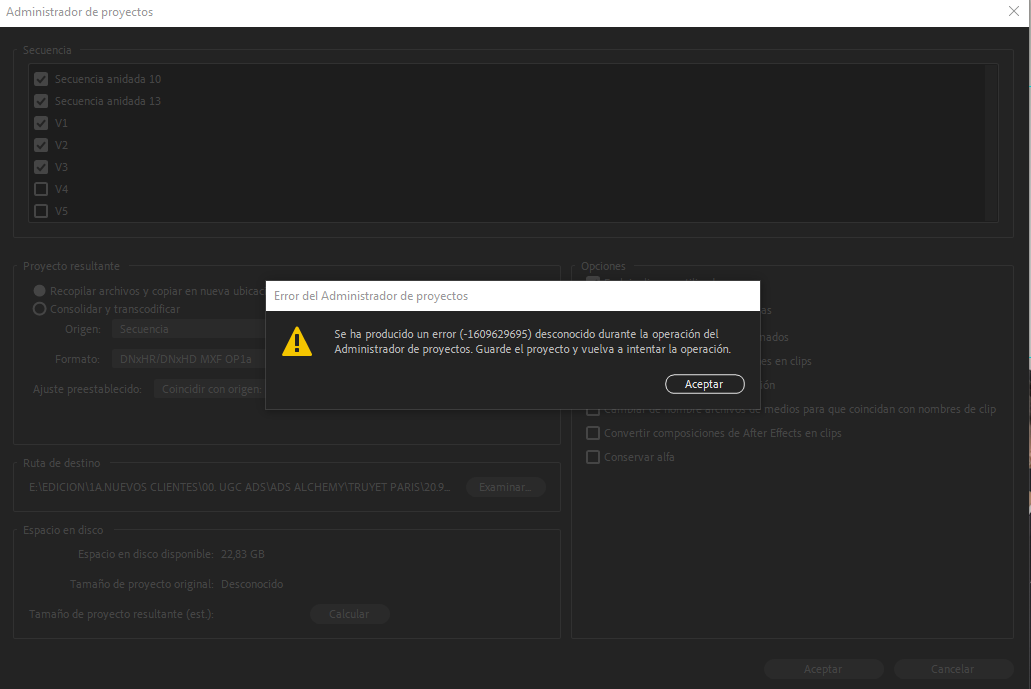 Re: Se ha producido un error desconocido durante l... - Adobe Community ...