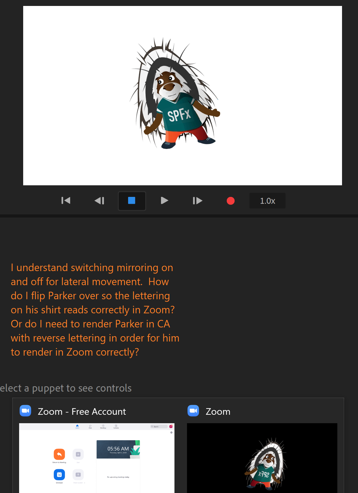 Solved Character Animator Puppet Able To Appear In Zoom U Adobe Support Community