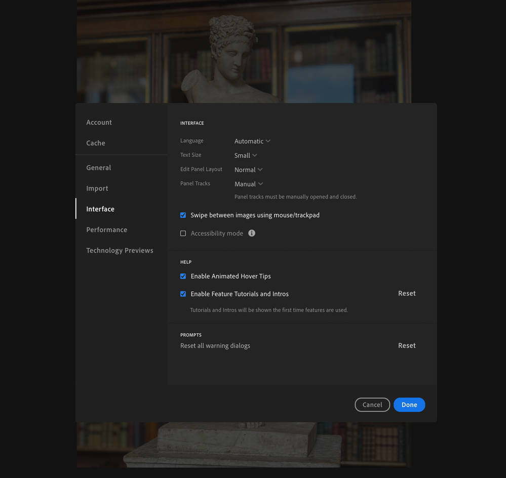 Lightroom 7.5 for Mac - preferences