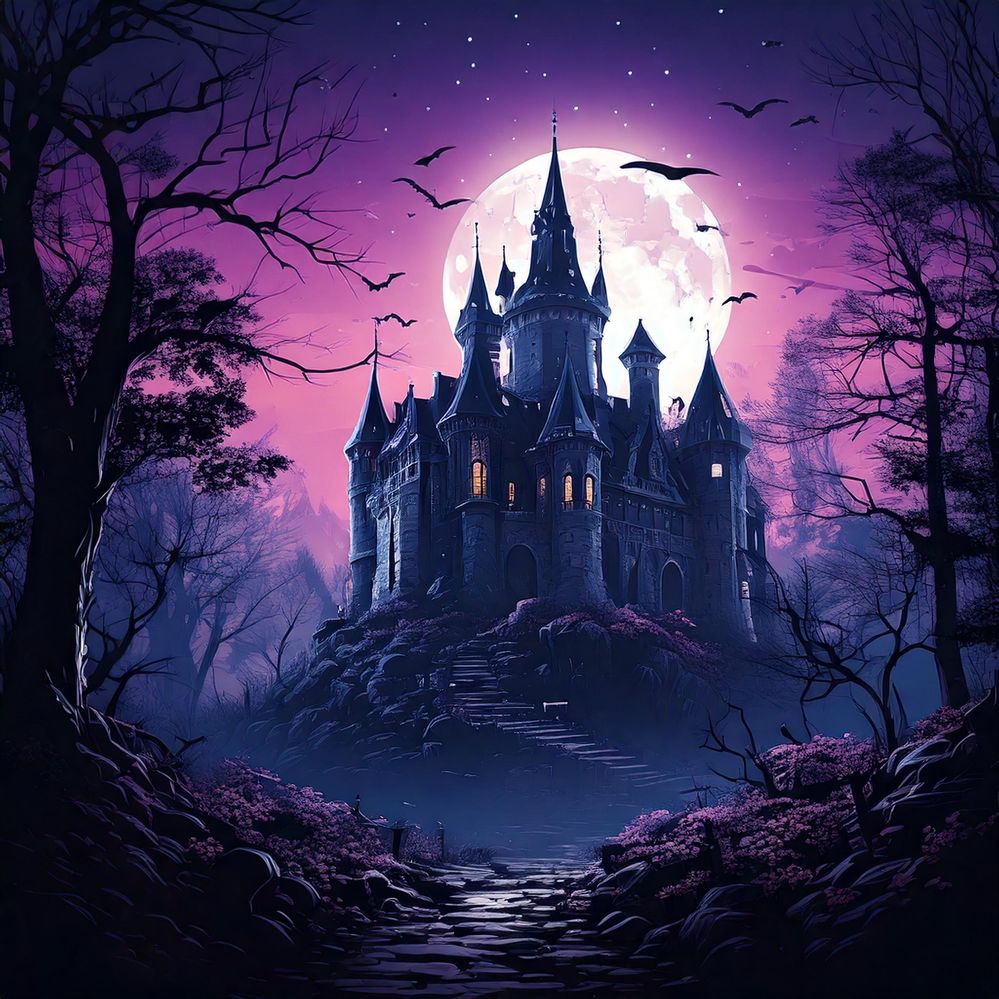 Firefly Mystical and mysterious scene of a haunted castle in the heart of a forest, during a night o.jpg