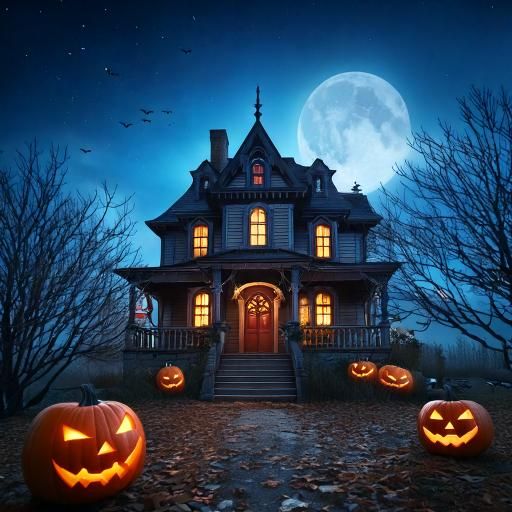 Firefly spooky ghost house at night, with jack-o’-lanterns and ghosts and pirates. To set the scene,-2.jpg