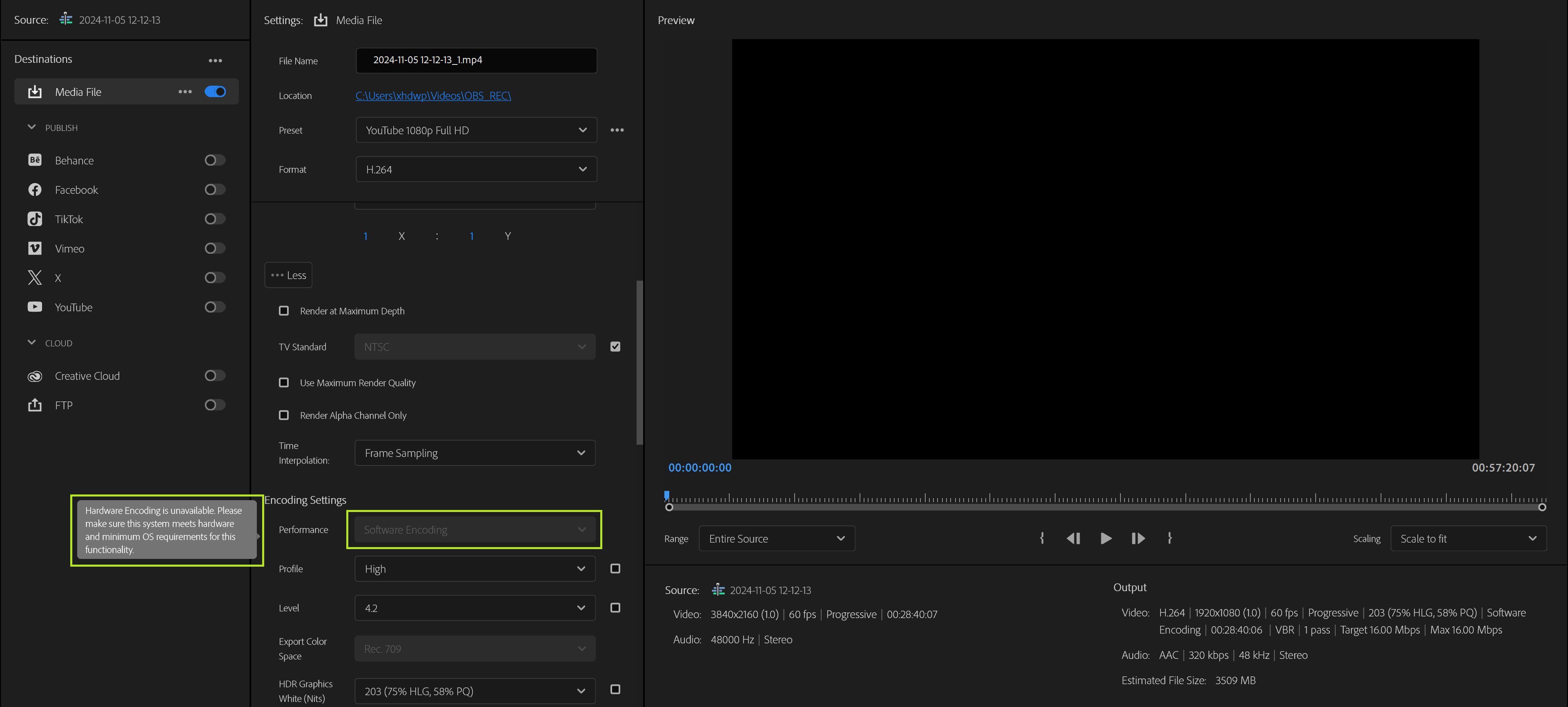 해결됨: 내보내기 설정에서 하드웨어 인코딩을 사용할 수 없습니다. - Adobe Community - 14962257