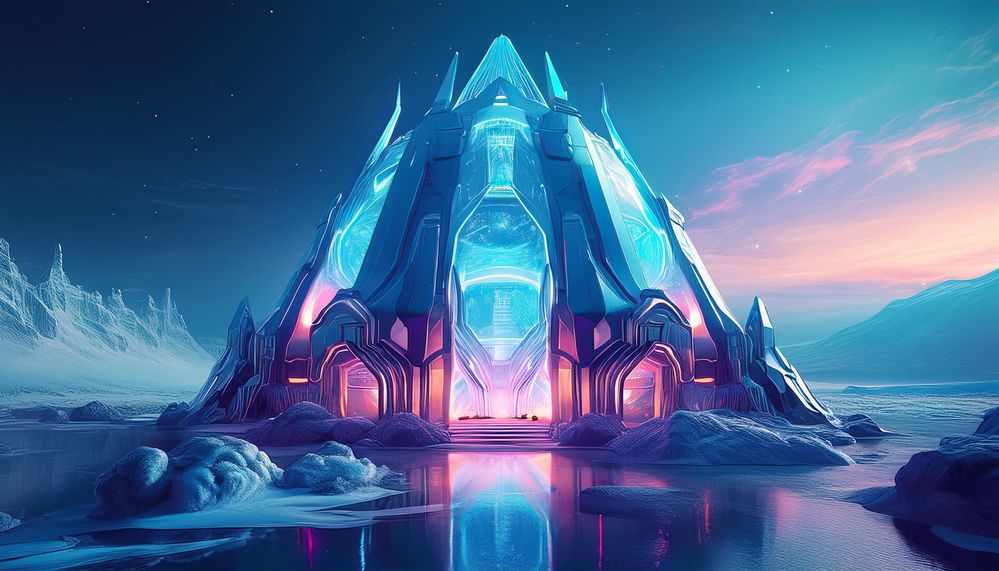 Firefly space themed, futuristic ice fortress with cyberpunk and modern glass 6013.jpg