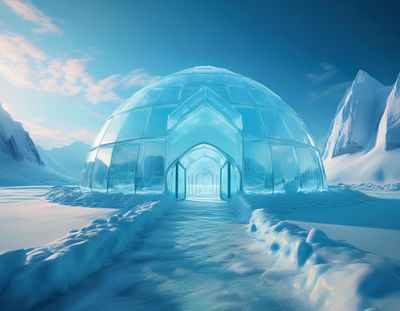 Firefly A futuristic igloo kingdom; a glacier castle in the distance; fantasy 98565.jpg