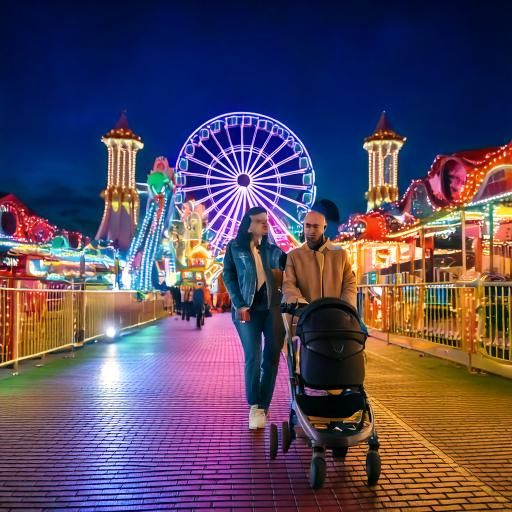 Firefly a mother and father pushing a stroller along a brightly lit path in an amusement park with m (1).jpg