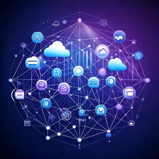 Firefly Abstract digital marketing concept with interconnected graphs, arrows, cloud icons, and soci (1).jpg