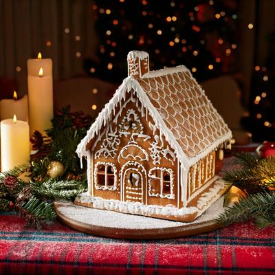 Firefly A cozy Christmas scene featuring a beautifully crafted gingerbread house on a festive table..jpg