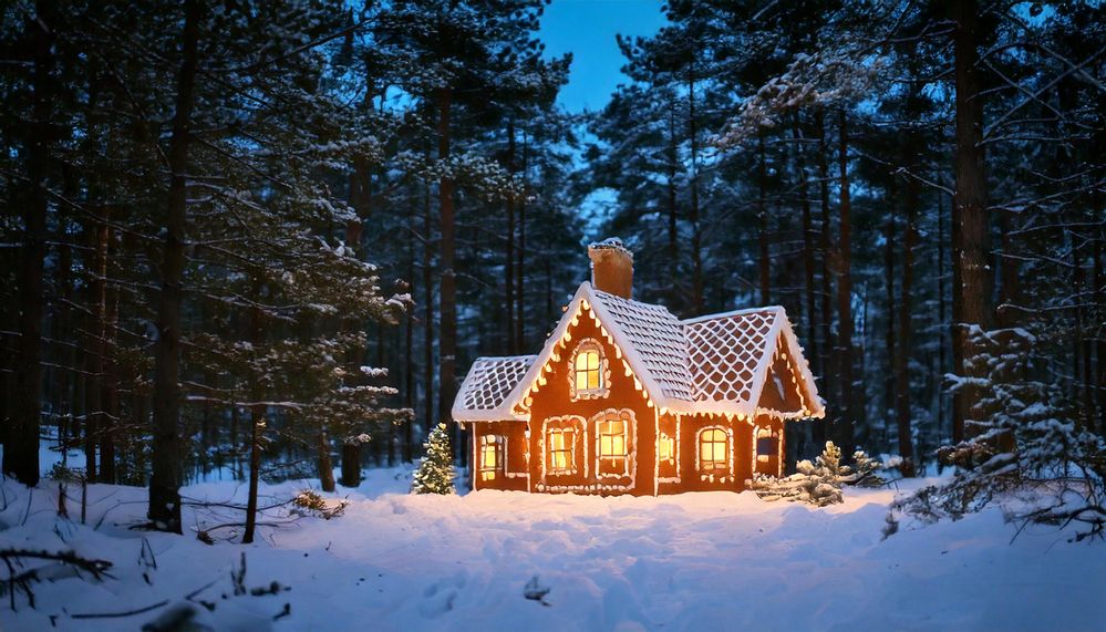 Firefly A real hansel and gretel gingerbread house sitting in a Scottish pine forest glade. The ligh.jpg