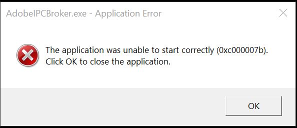 adobe ipc broker.exe application error 0xc00005