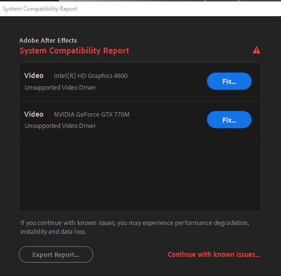 System Compatibility Report Unsported Intel Graph Adobe Support Community