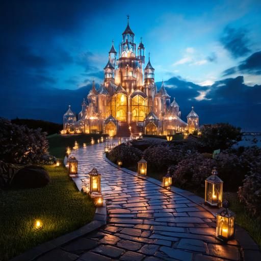 Firefly A glass castle in the sky. There is a long winding path lit by candle lanterns. 78354.jpg