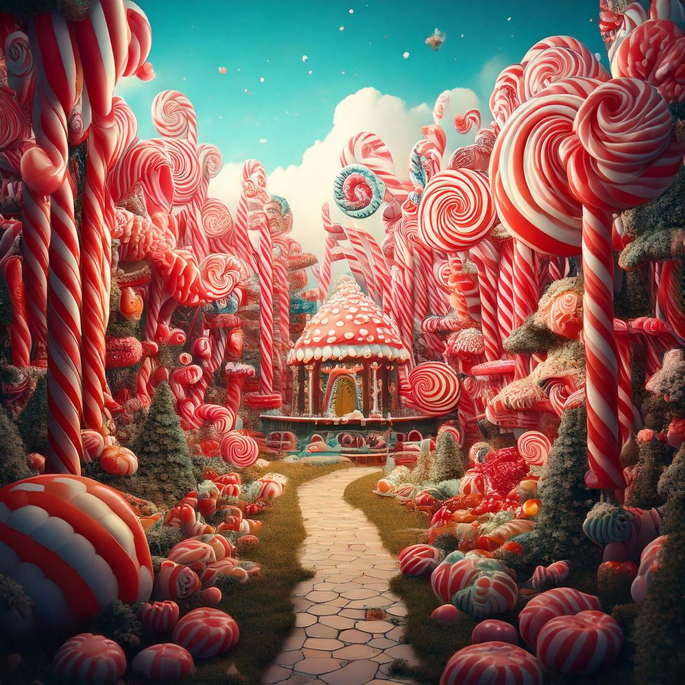 The path to the bakery deep within the legendary Candy Cane Forest, keeping dentists in business thoughout the ages.