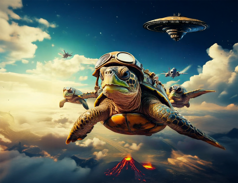 Firefly Pilot Turtles are flying planes in the sky 91042.png