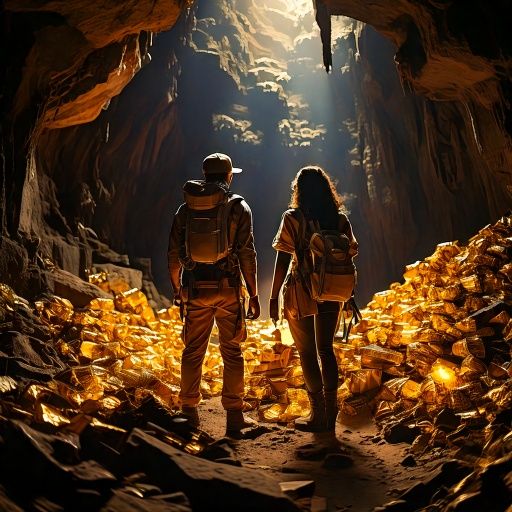 Firefly A couple of young explorers standing inside a huge cave with a huge pile of gold and treasur.jpg