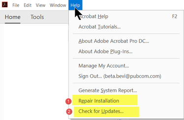 Repair and Update Adobe Acrobat.