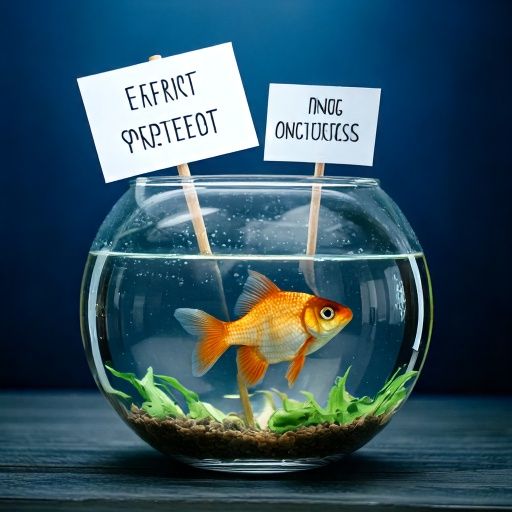 Firefly a glass bowl aquarium with a fish holding protest signs demonstrating against their unnatura.jpg