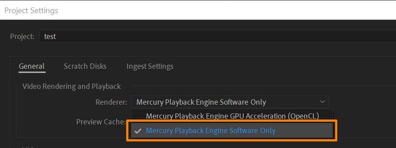 Switching Renderer to Mercury Playback Engine Software Only.