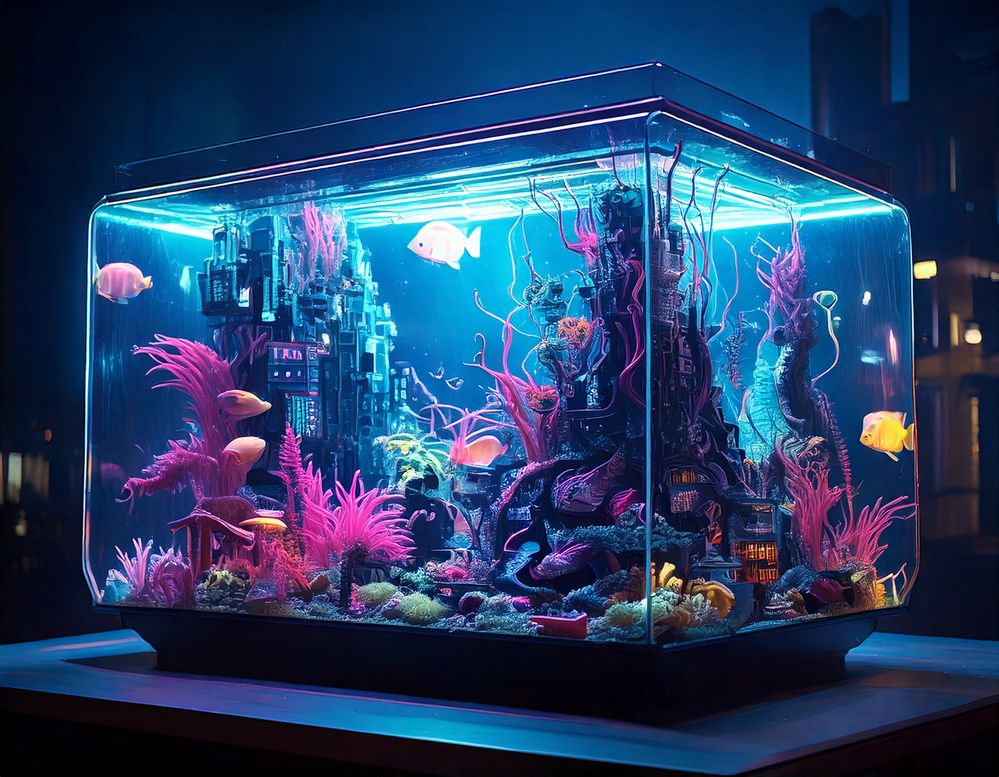 Firefly A futuristic aquarium sitting on a table enclosing a fully submerged cyberpunk dystopian cit-4.jpg