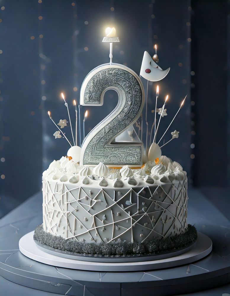 Firefly Happy 2nd Birthday cake in future with Artificial intelligence 75969.jpg