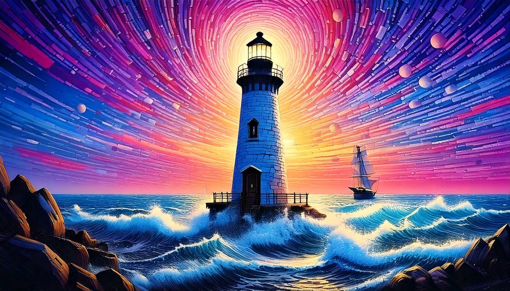 Firefly A futuristic lighthouse in the storm made of crystalline circuitry stands alone on a desolat (1).jpg