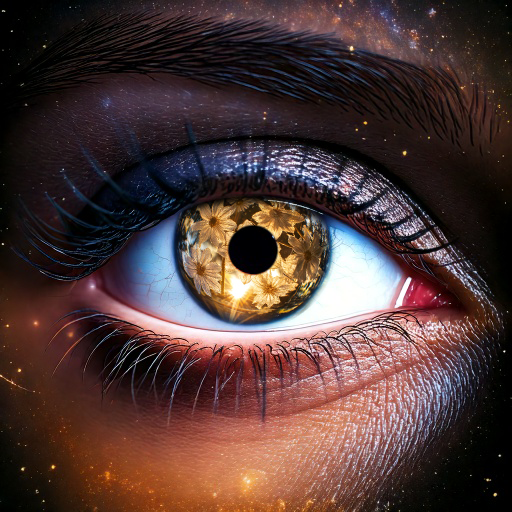 Firefly close up of a womens eye with the universe in space 55798.png