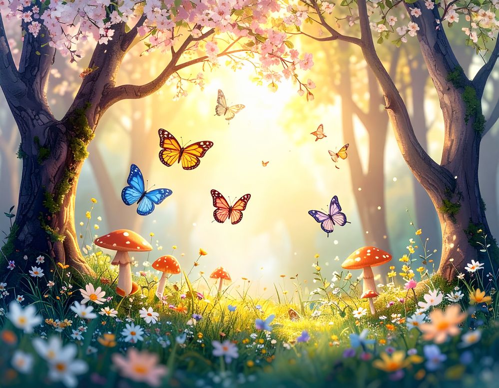 Firefly Prompt- A whimsical Spring Awakening scene set in an enchanted forest — blooming cherry blos (14).jpg