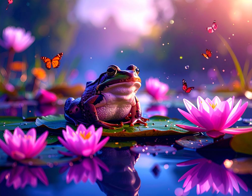 Firefly_“A whimsical frog sitting on a lily pad in a peaceful springtime pond, surrounded by  5638.jpg