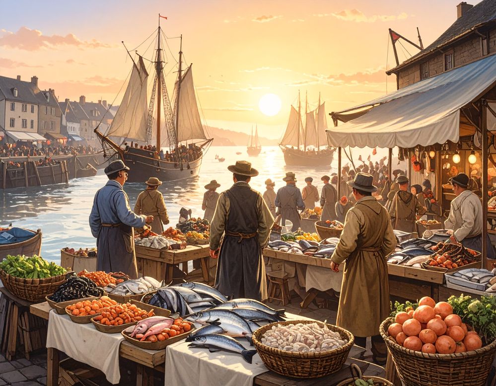Firefly_fishmarket beside a busy harbour in the late 19th sentury with sailing ships on the w 545764.jpg