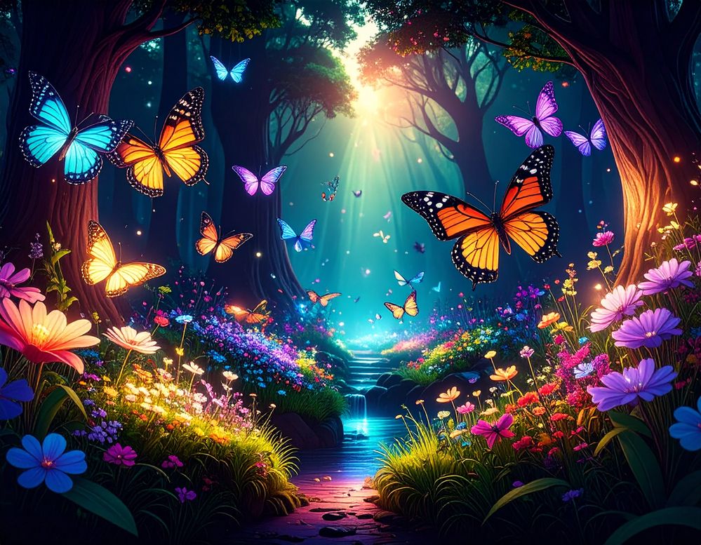 Firefly_magical forest like that out of a story book enchanted by butterflies with flowers of 805710.jpg