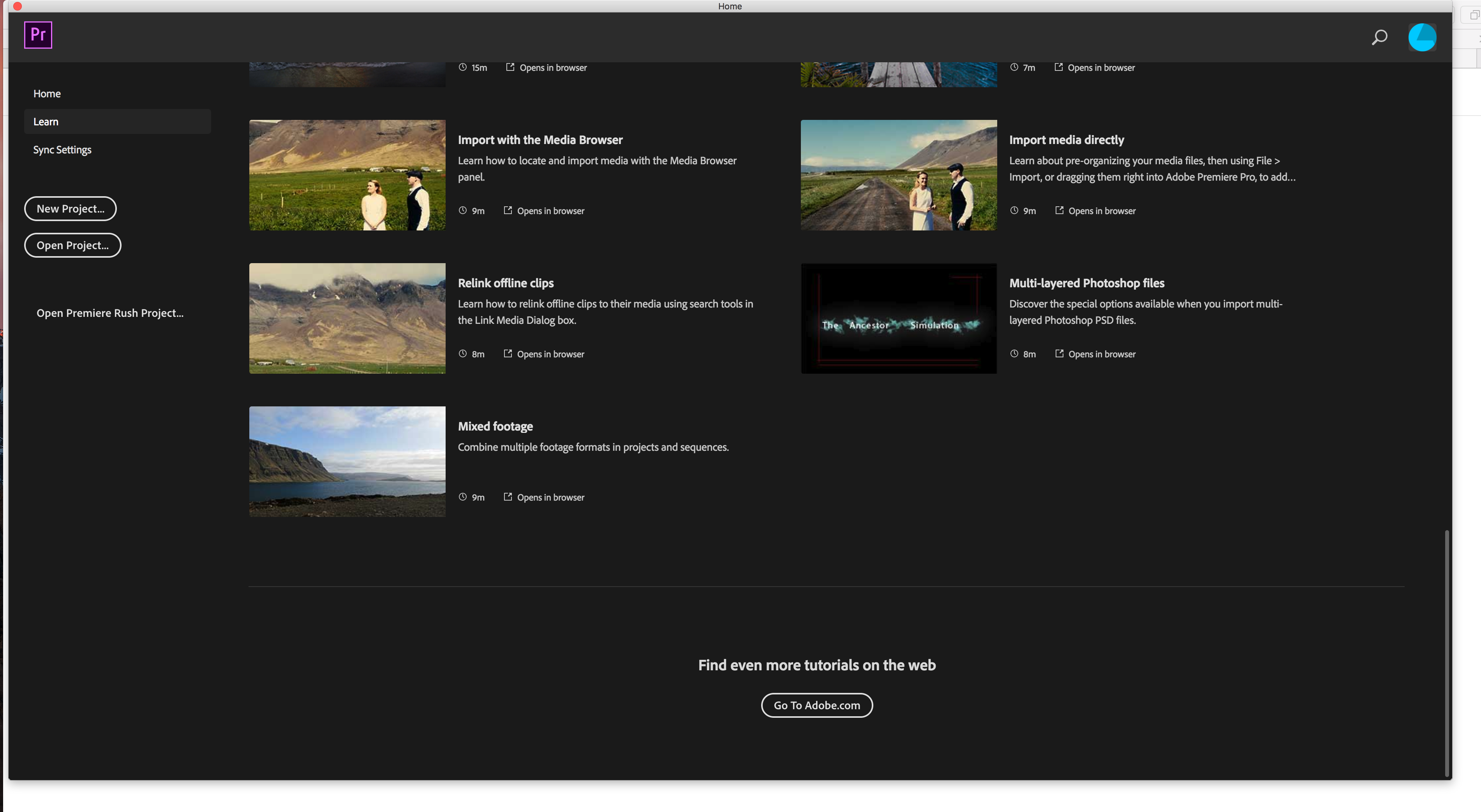 Solved How can I skip the tutorials on the Premiere Pro a... Adobe