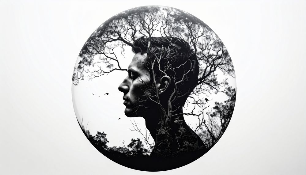 Firefly_Double Exposure Concepts, dark black and white male portrait within a globe 420162.jpg