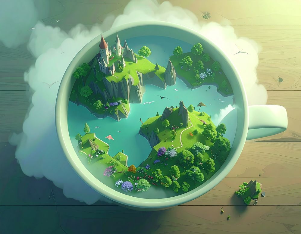 Firefly_High detail, realistic top down view of a coffee mug on a wooden table. Inside the mu 12024.jpg