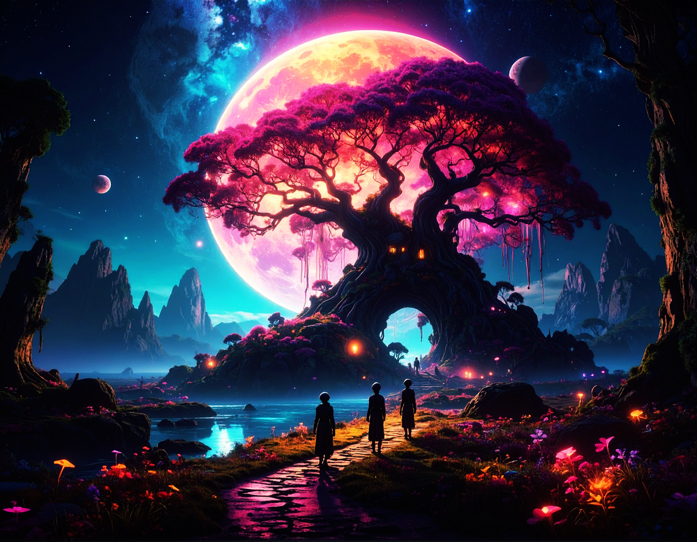 Firefly_A vibrant, alien wilderness on a distant galaxy, with aliens and teeming with fantast 688863.png