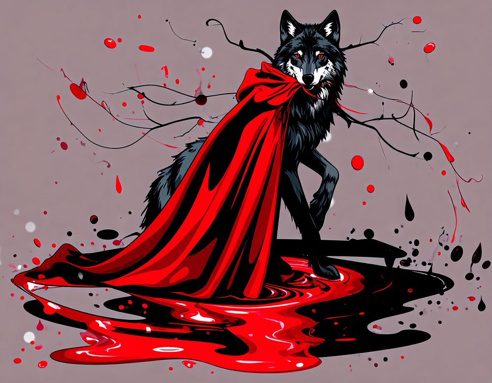 Firefly_vector illustration of a wolf standing on his hind legs like a human would with a red 4276.jpg