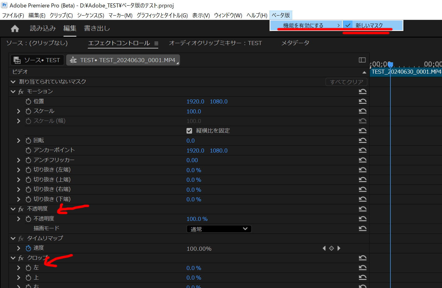 解決済み: Beta版にてクロップ・不透明度で ペンツール・描画モードが