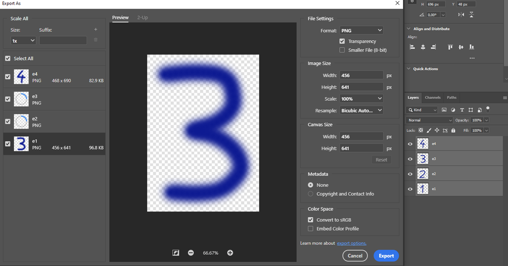 photoshop cc 2020 export as multiple