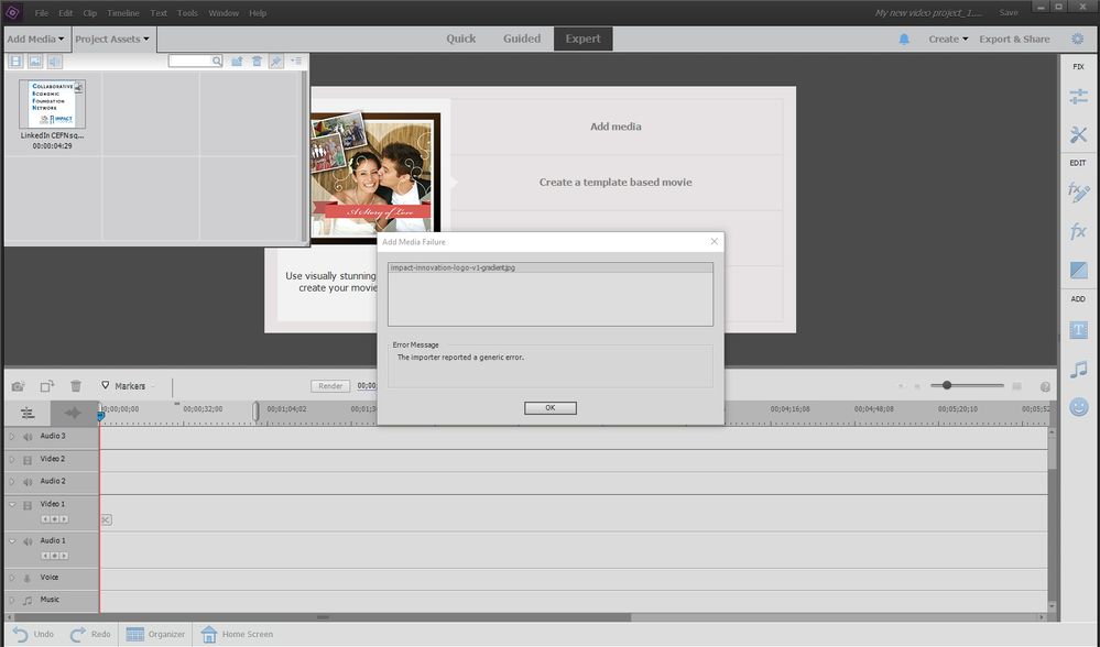 Adobe Premiere Elements 2020 add media Error Message.jpg
