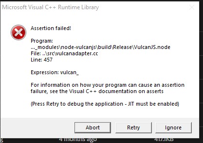 Solved Program Modules Node Vulcanjs Build Release V Adobe Support Community