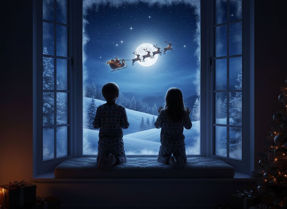 ADOBE Firefly_Two small children, a boy and a girl, looking out a window at the night sky seeing Sa 107122.jpeg