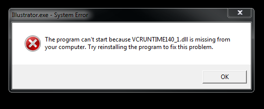 Solved Vcruntime140 1 Dll Error While Launching Illustrat Adobe Support Community