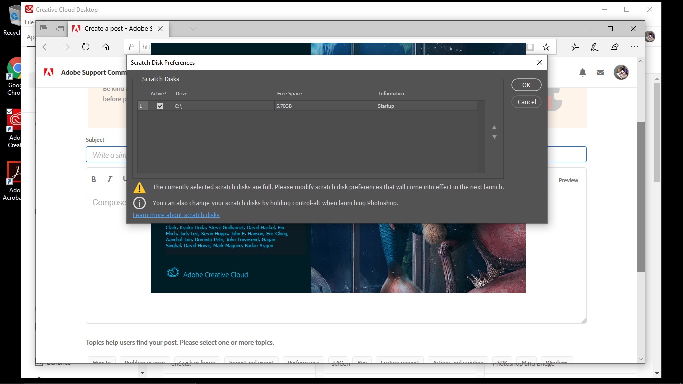 scratch disk full adobe photoshop pc windows
