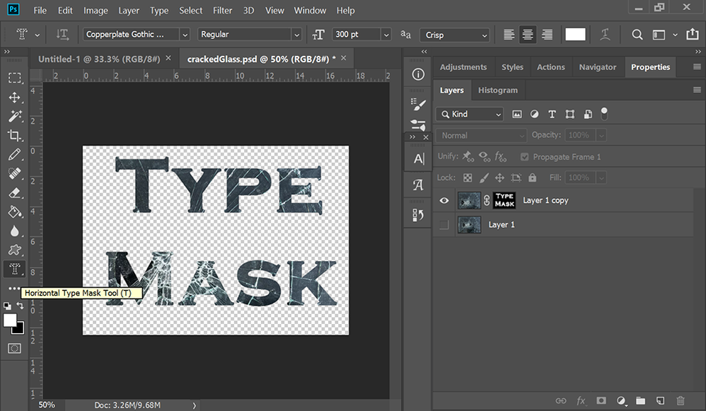 Horizontal Type Mask Tool