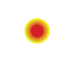 Yellow and, orange circle linked with the parent red circle.