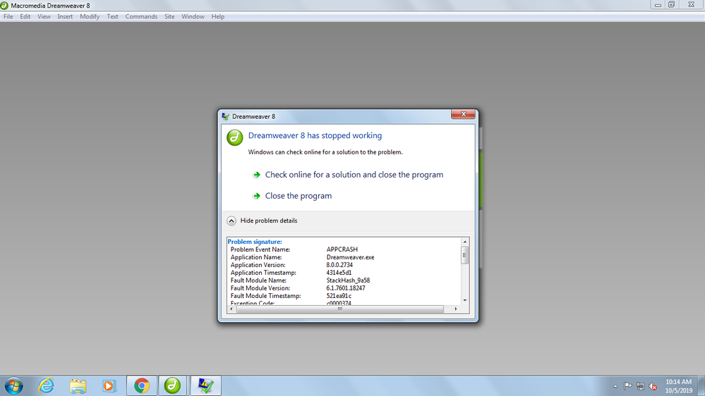 Macromedia Dreamweaver 8 Crash Each Time I Try Ope Adobe Support Community