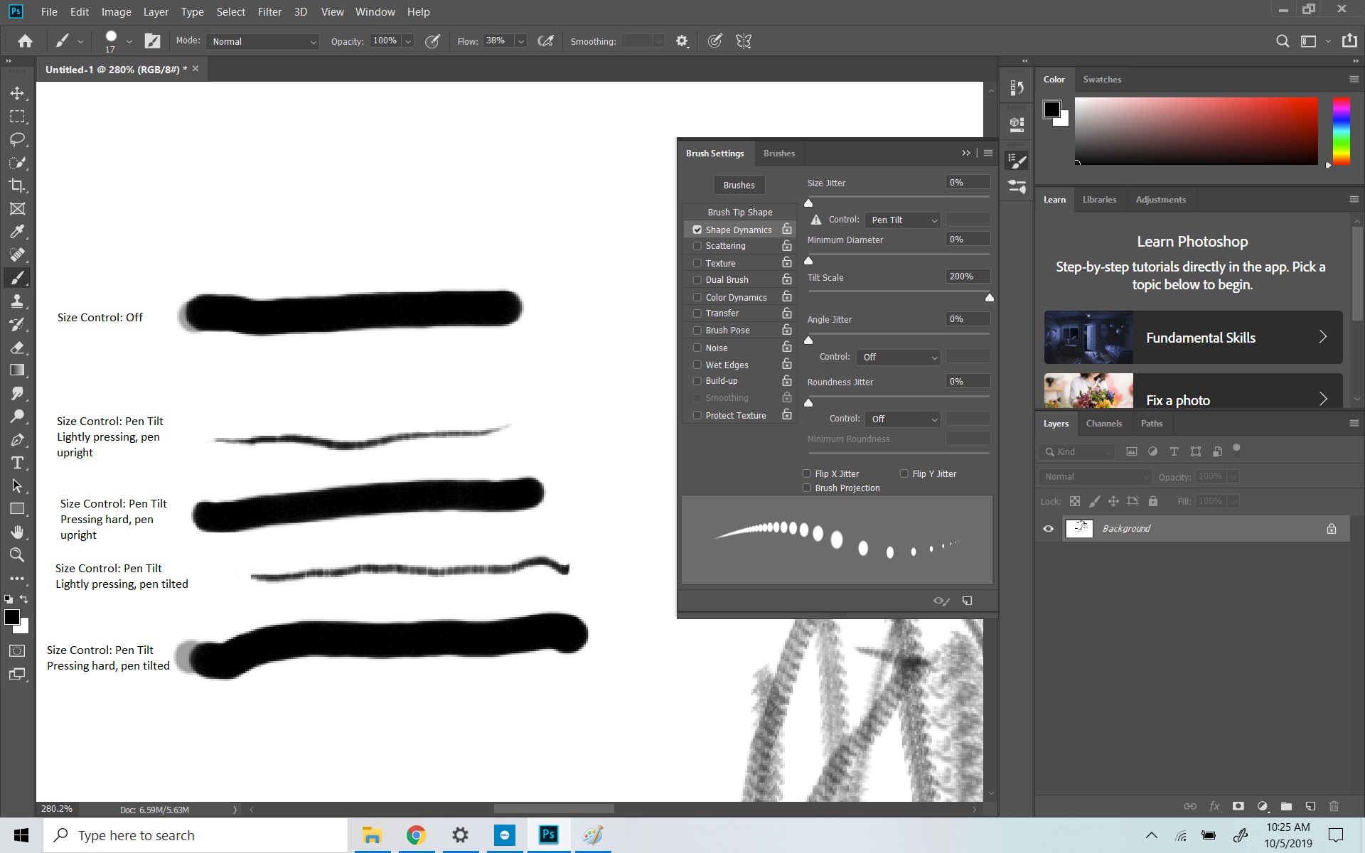 brush size control with pen tilt not wor... Adobe Community
